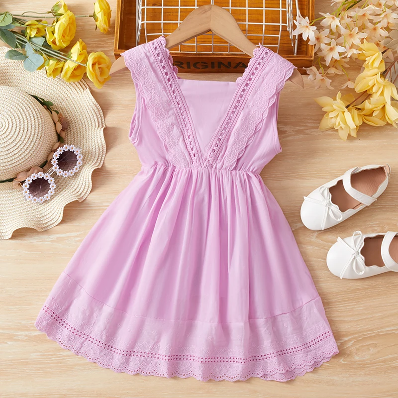 Cotton Girls Elegant & Casual Cami Dress for Summer Holiday Gift Elegant Dress for Baby Girl