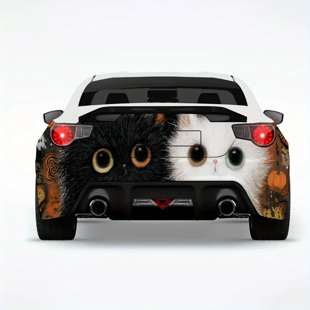 

Cute Cats with Halloween Elements Car Sticker,Vinyl Decal for Car Rear, Waterproof Self-Adhesive Vinyl Stickers for Vehicle Tail