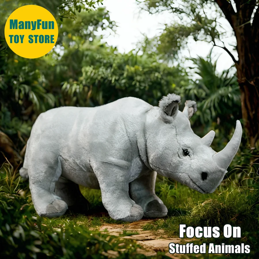 

Realistic Rhino Plush Toy - White Rhinoceros Stuffed Animal, Lifelike Rhinoceros Plushie Doll Gift for Kids & Wildlife Collector