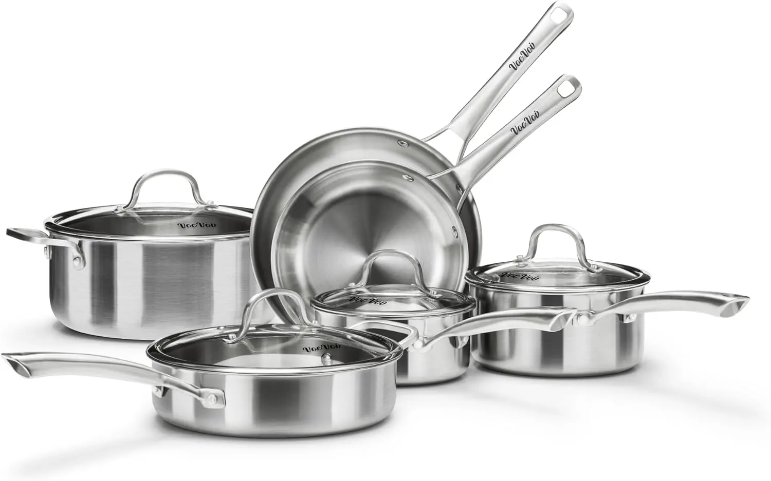

Stainless Steel Cookware Set, Pots and Pans Set,10 Pcs Stainless Steel Induction Kitchen Cookware Sets,PFOA Free