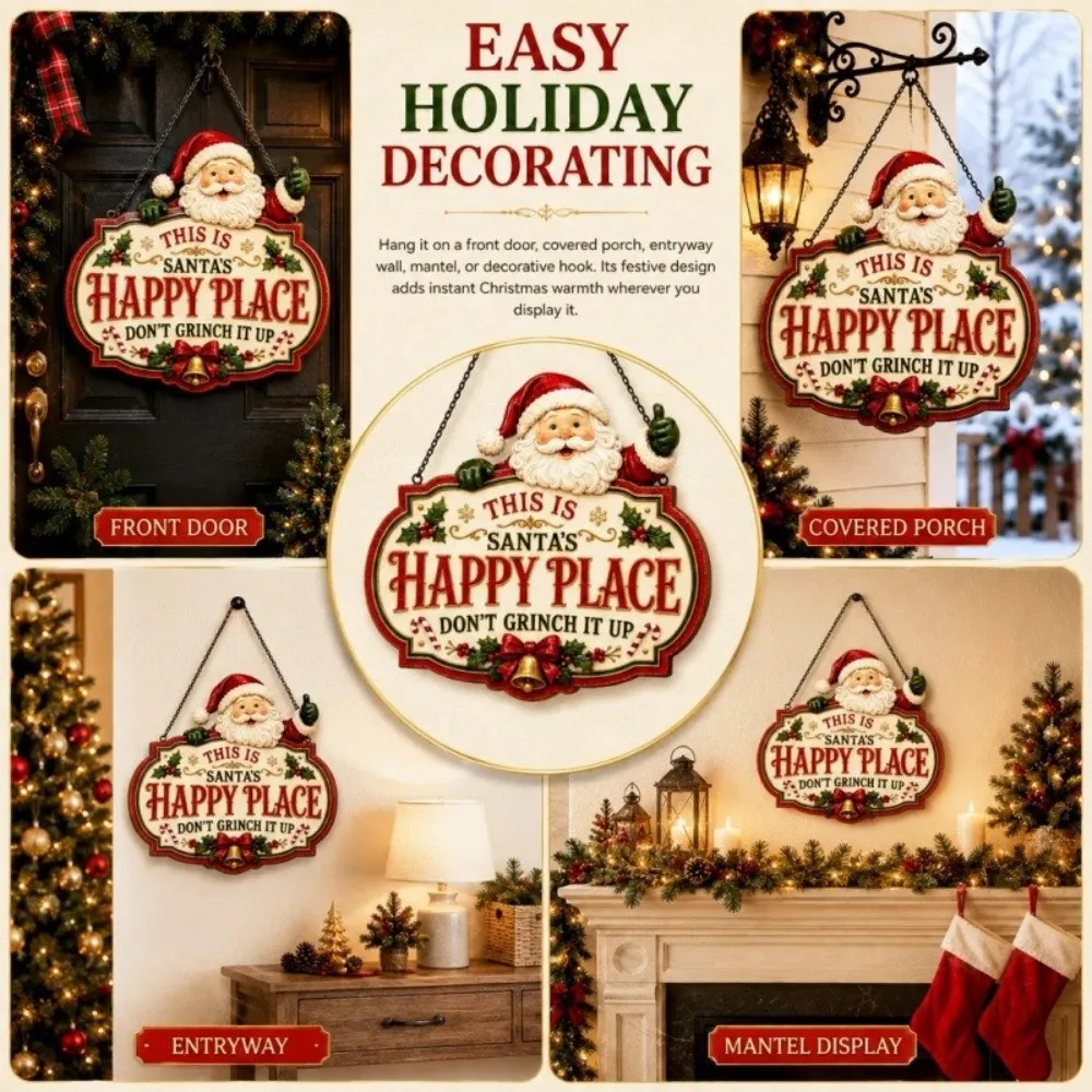 Wooden Christmas Decoration Sign Snowman Santa Claus Christmas Hanging Sign Reindeer Bird Xmas Ornaments Covered Porch