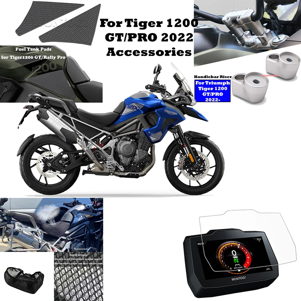 

For Tiger 1200 GT PRO 2022 Accessories Kits Tiger 1200 GT Seat Cover Dashboard Screen Protector Handlebar Riser Tank Pad