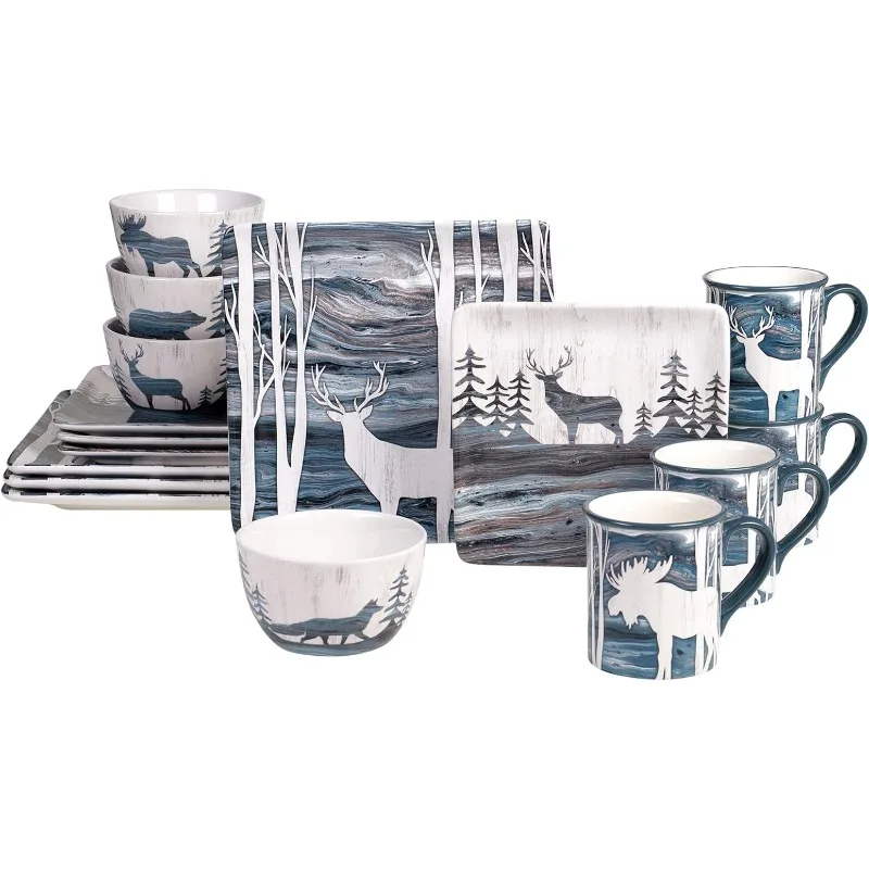 

Fluidity Lodge 16 piece Dinnerware Set, Service for 4