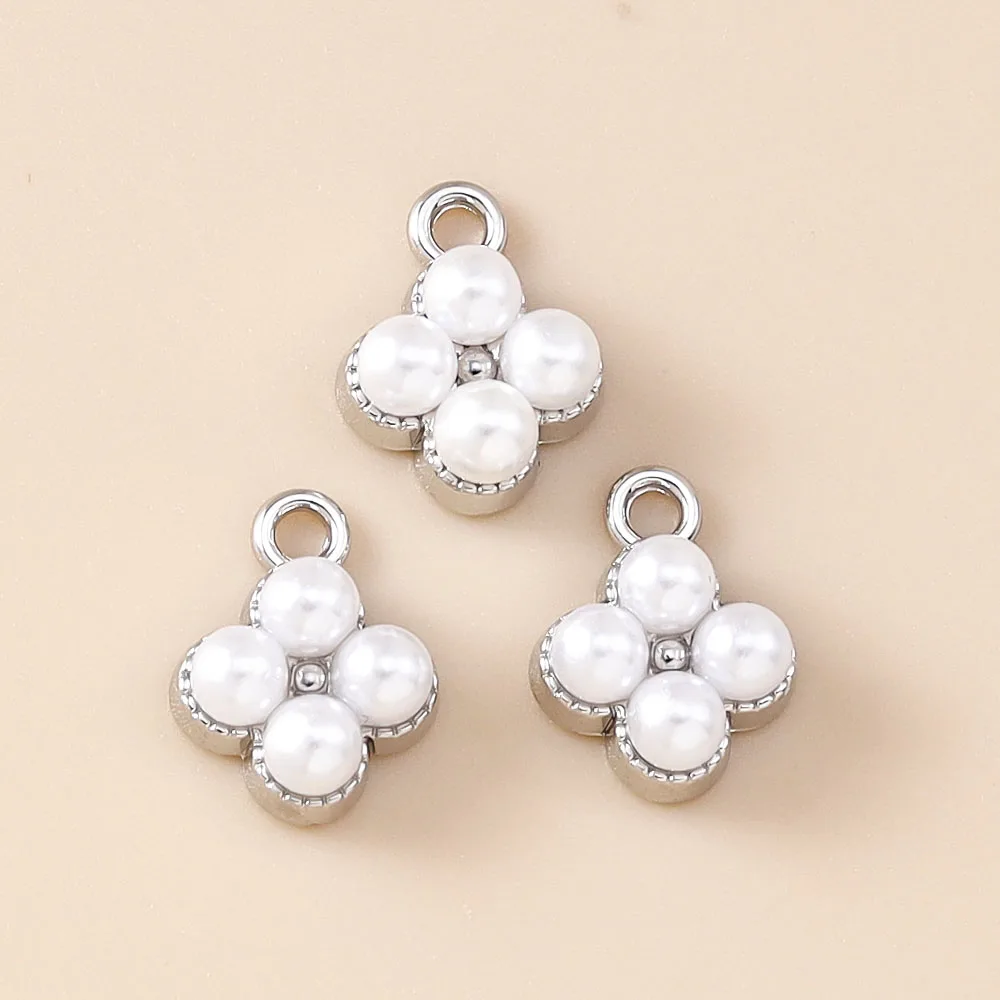 

Leslie 5pcs 9*12mm Lucky Brand Design Exquisite Pearls Mini Flowers Charms Pendants of Necklace Earrings Bracelet DIY Jewelry
