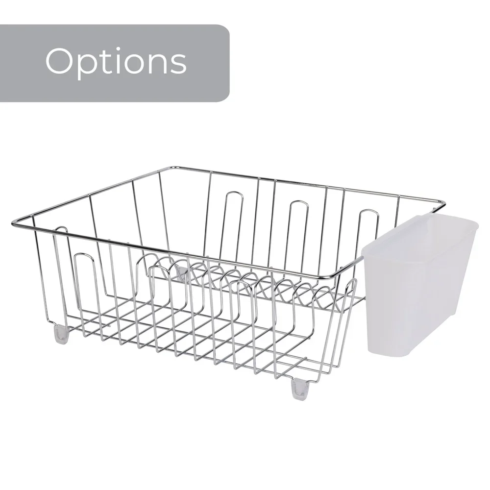 Small Wire Dish Rack Kitchen Organizer with Cutlery Cup Compact Dish Drainer Stainless Steel Countertop Drying and Storage