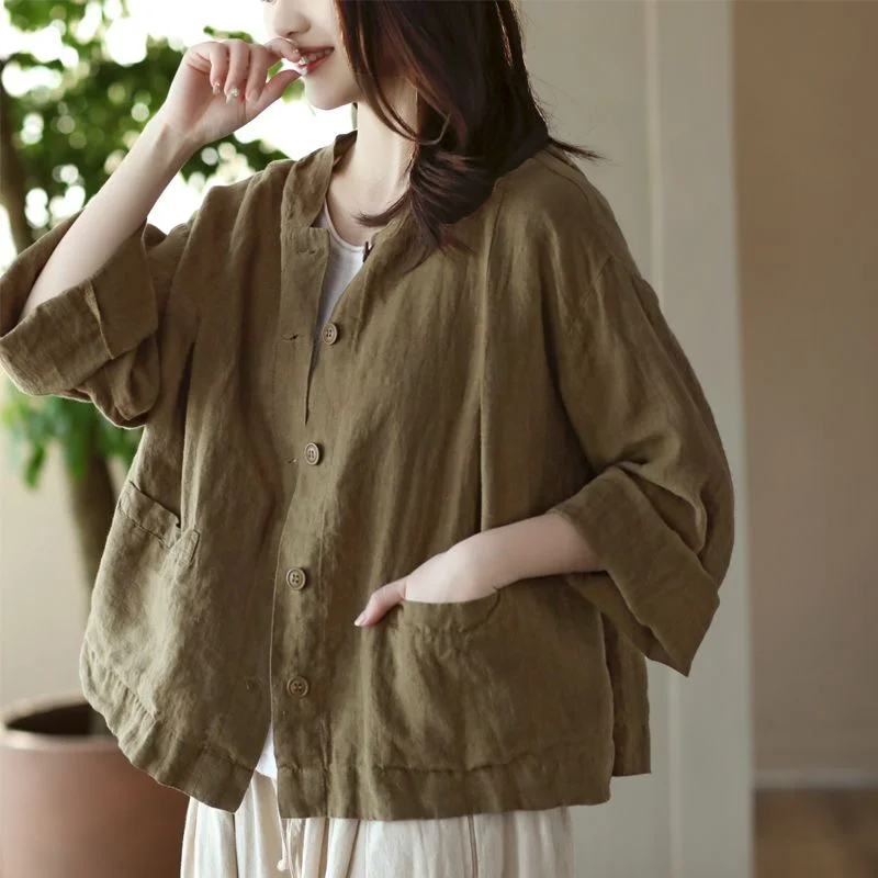 Jackets Women M-3XL Vintage Loose Casual Solid All-match Spring Sunscreen Thin Breathable Japaneses Style Female Gentle Literary