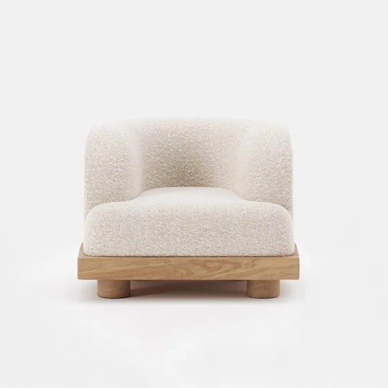 Solid wood three-person sofa lamb wool fabric bed and breakfast leisure chair sales office Negotiate furniture