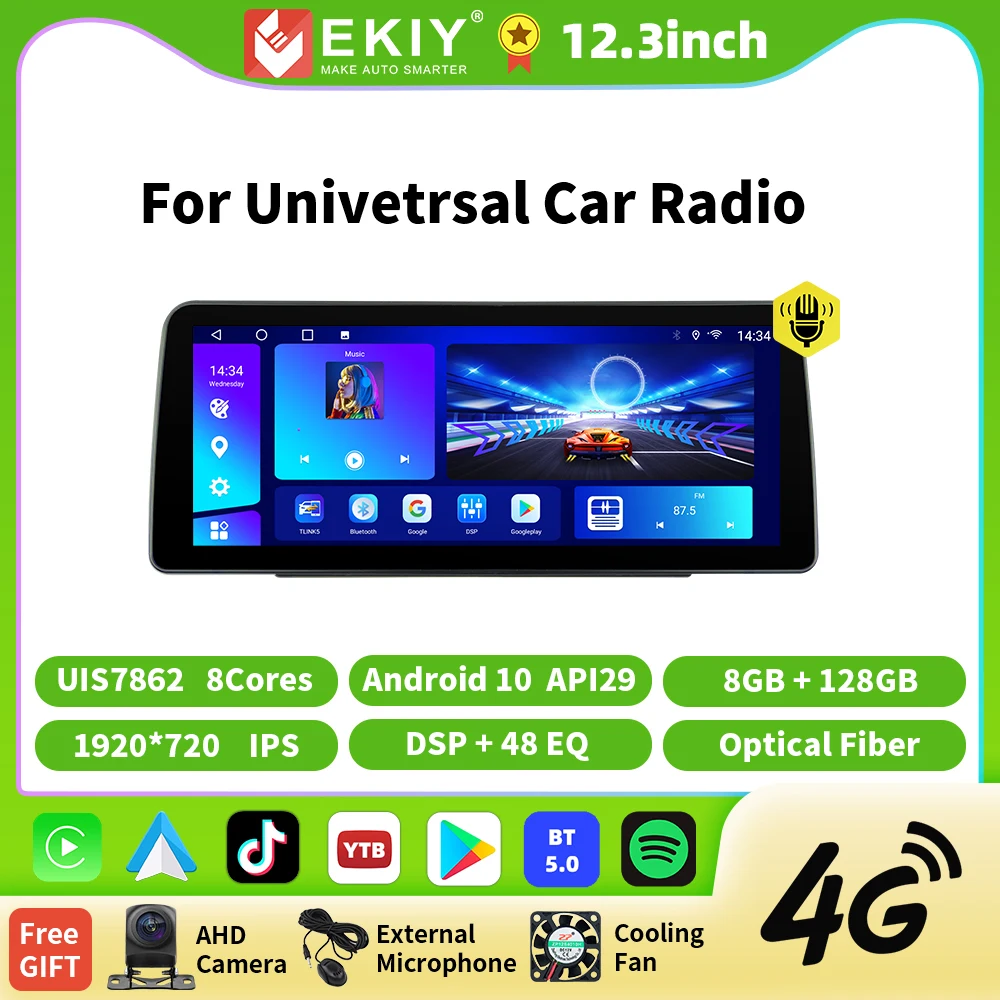 

EKIY 12.3 Inch Car Radio For Hyundai KIA Toyota Benz BMW Honda 2Din Android Car Stereo GPS Navigation Player IPS Screen Carplay