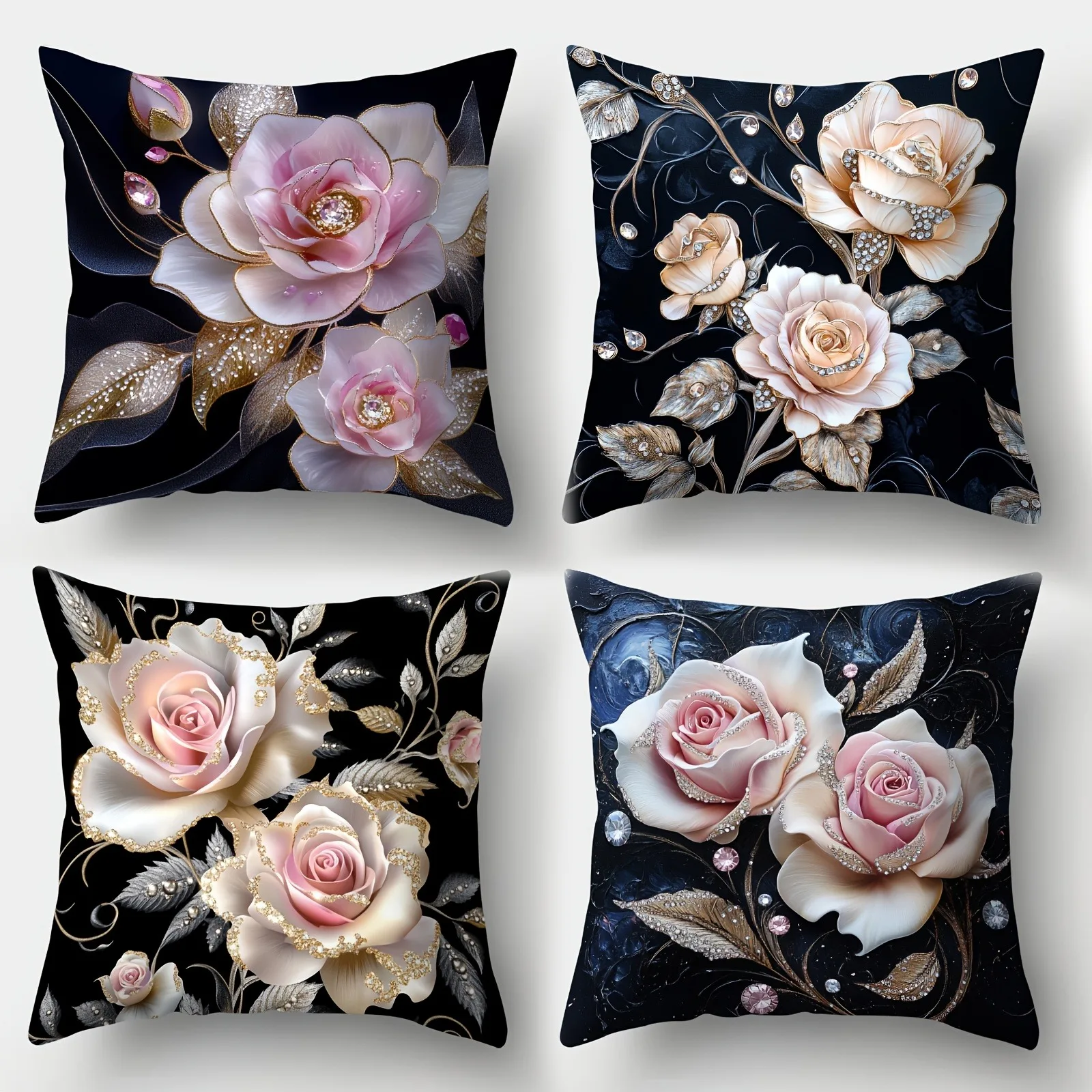 

1/4 шт. наволочки ко Дню святого Валентина: изысканные розы с хрустальными акцентами, чехол для диванной подушки, украшение для дома, спальни