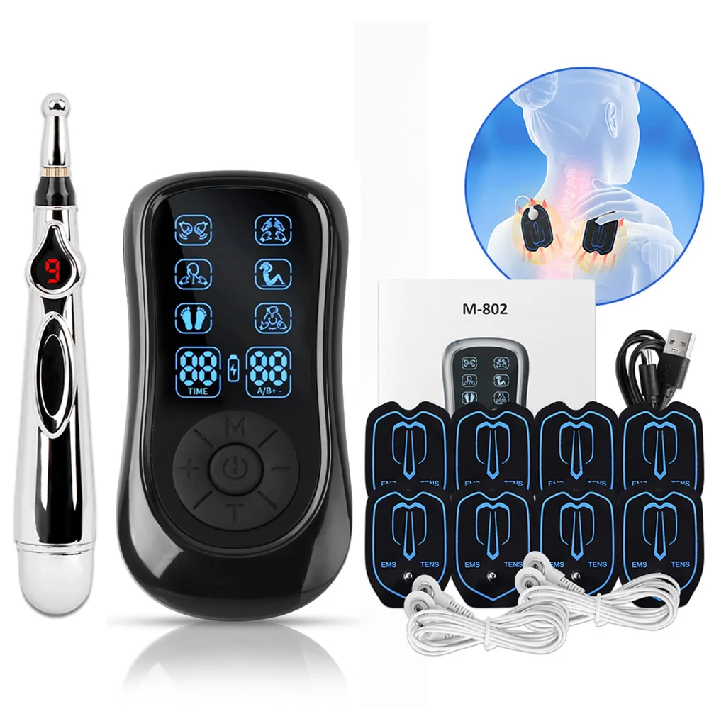 EMS Electric Muscle Therapy Stimulator TENS EMS Unit Machine Physiotherapy Pulse Electric Massage Device Back Body Neck Massager