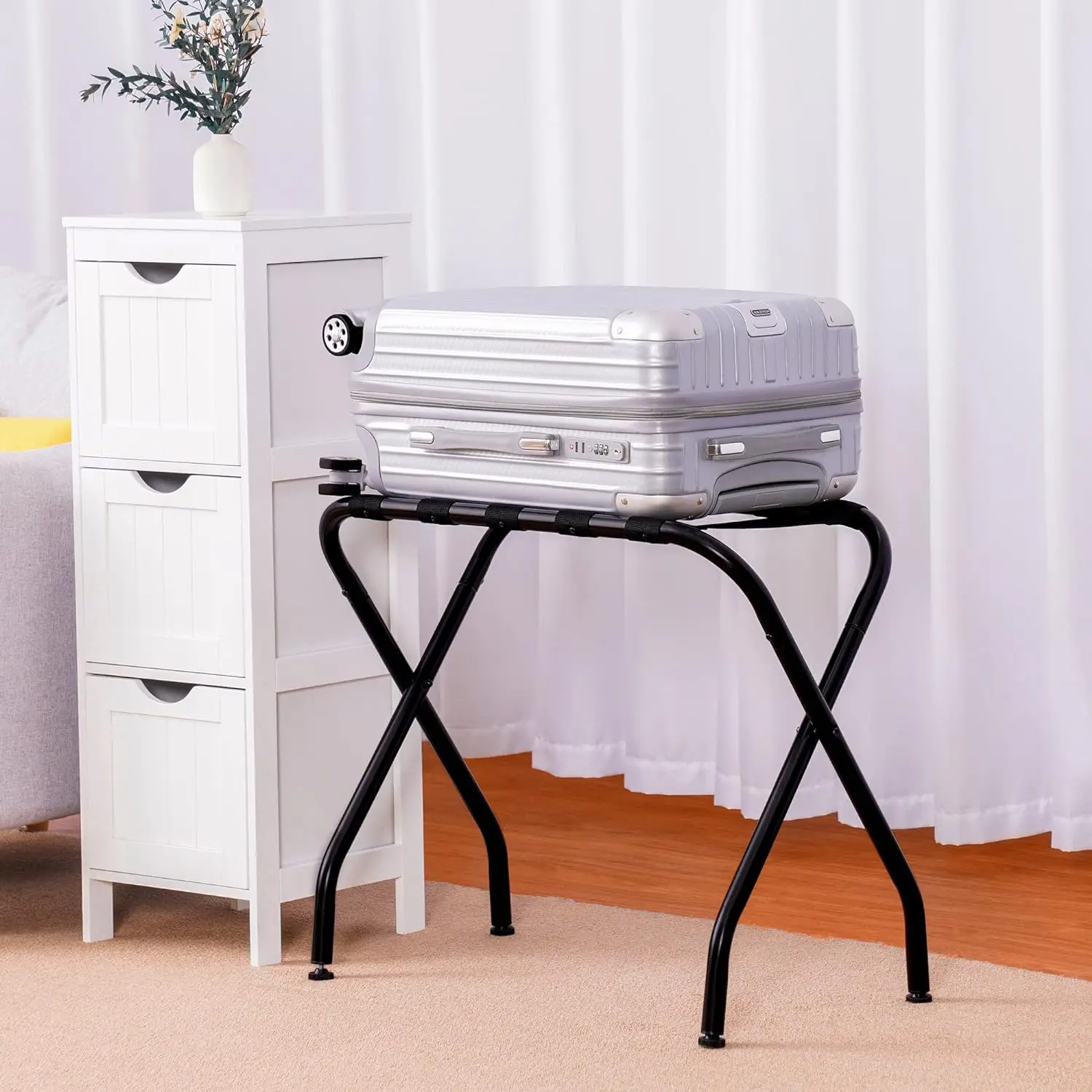 حزمة مخصصة من 1 رف أمتعة قابل للتعديل الساق الصلب للطي حقيبة الوقوف لغرفة الضيوف غرفة نوم فندق رفوف الأمتعة الأمتعة #3