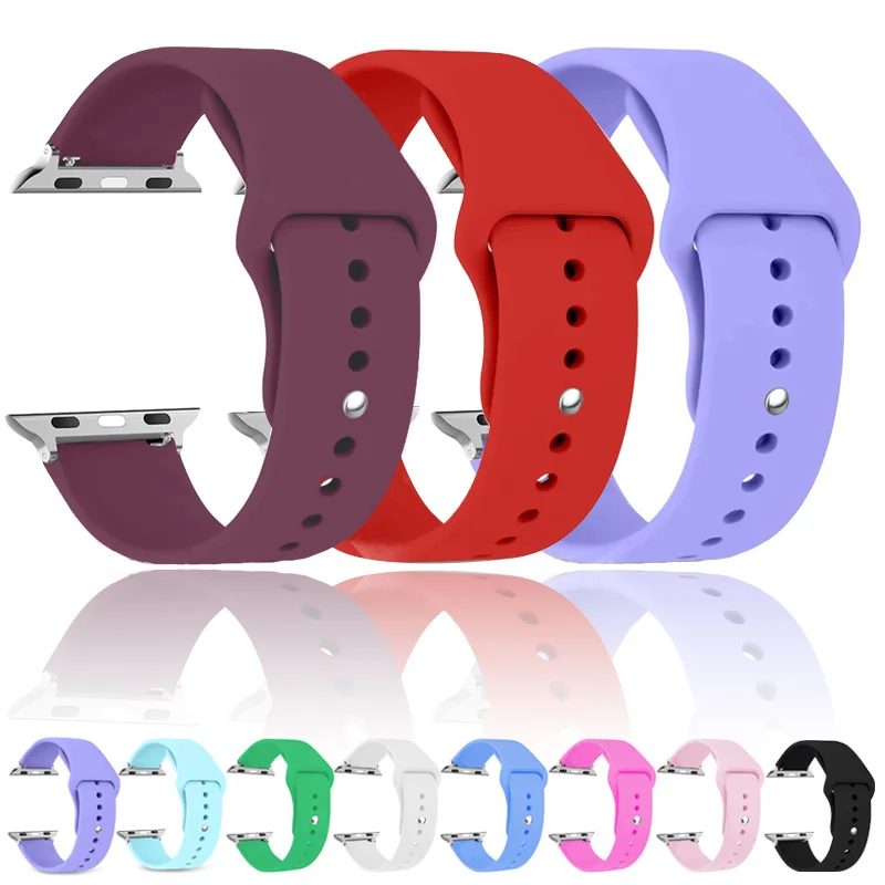 

Silicone band For Apple Watch bands 49mm 44mm 40mm 45mm 41mm 38mm 42mm belt bracelet iWatch series se 9 8 7 6 5 3 ultra 2 strap