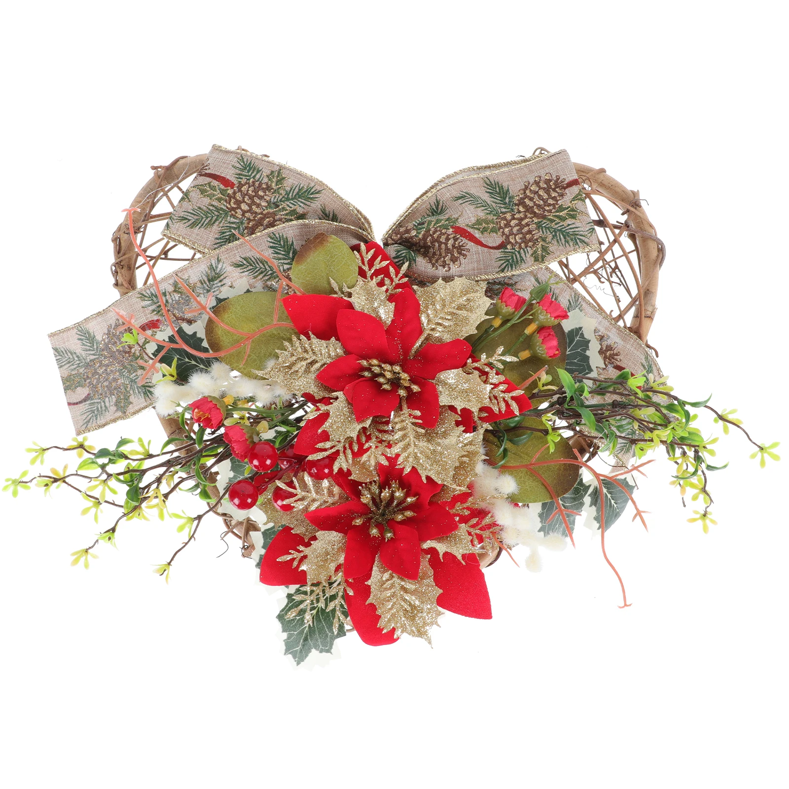 

Heart-shaped Wreath Pendant Detail Decor Christmas Party Decoration Decorations Artificial Plant Garland Wood Fake