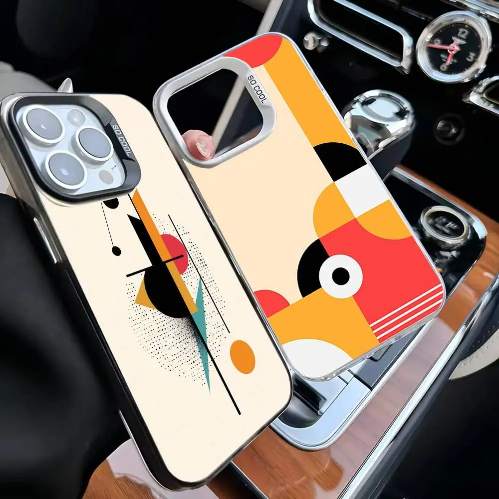 

Geometric Bauhaus art Phone Case For iPhone17,16,15,14,13,12,11 Plus,Pro Max White Matte Shockproof Cover