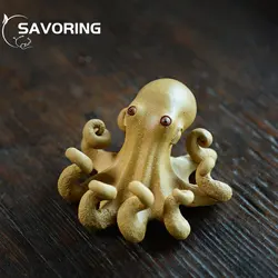 Exquisite Yixing Purple Clay Tea Pet Interesting Tea Play Sculpture Handmade Cute Octopus Zisha Tea Pets Tea Tray Ornament Gift