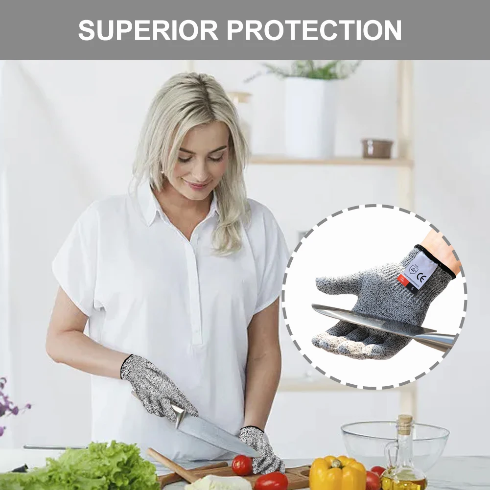 カッチャーカット耐性手袋、キッチン、肉、ガーデニング、魚の鱗、hppe、m、l快適、レベル5、保護安全、大人、ストレッチ、2ペア