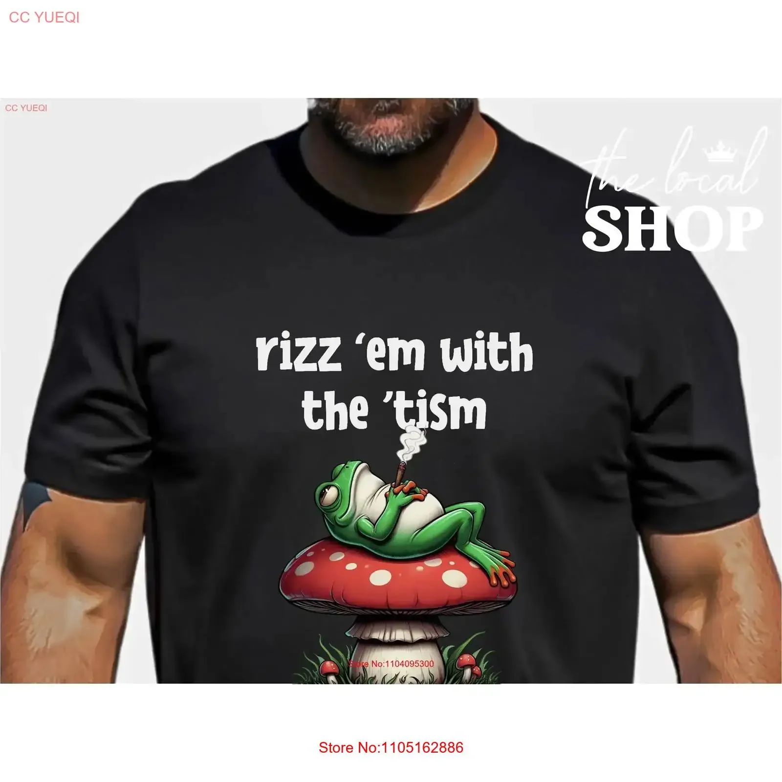 Rizz Em with The Tism T Shirt Stoner Frog Meme Funny Smoking shirts Swap Gag Exchange vintage Washed Stylish streetwear Casual