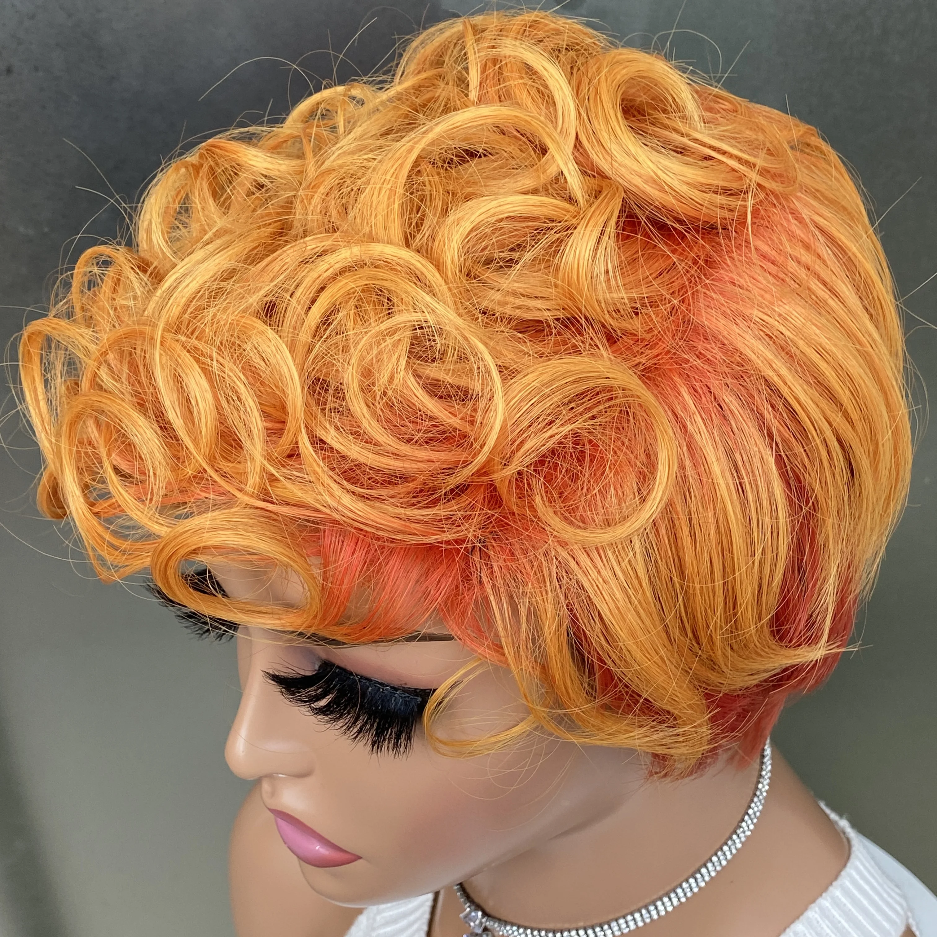 Short Wig short pixie cut Syntheic wigs Short Layered Straight Wig Short Wave Gray Ombre Wig Orange Color Layered wigs