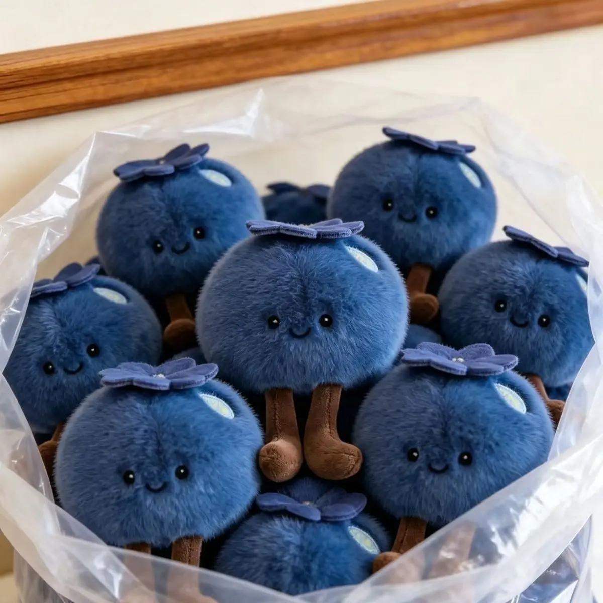 Car Keychain Cute Blueberry Plush Bag Charm Soft Fluffy Fruit Key Ring Lovely Backpack Handbag Pendant Small Gift For Women
