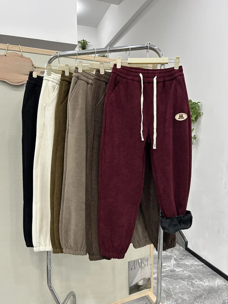 

plus Size Women's Fce Lined Thiened Casual Pants High Waist Harlan Sle Warm Cuffed Leggings Autumn Winter Faion Ladies