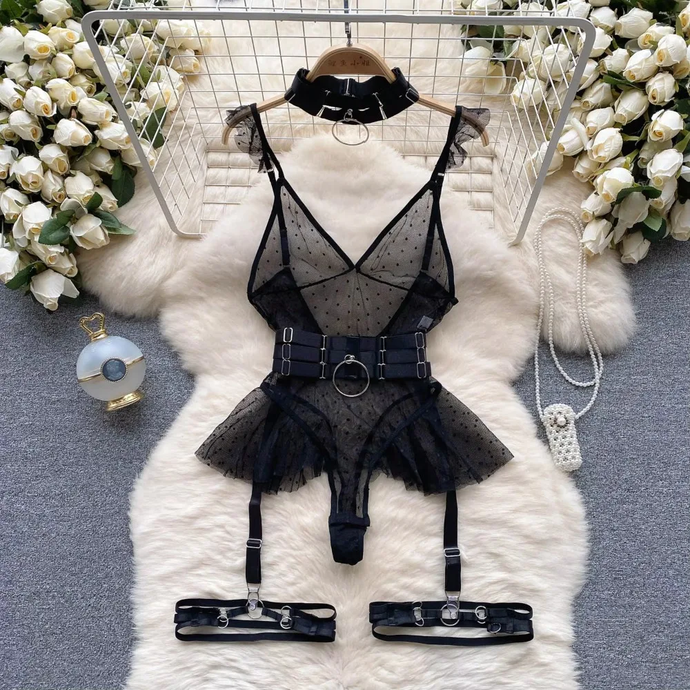 

Hotsweet Элегантный винтажный сетчатый комбинезон без рукавов с глубоким v-образным вырезом и рюшами, шикарные боди, топ для пляжного отдыха, сексуальный комбинезон High Street