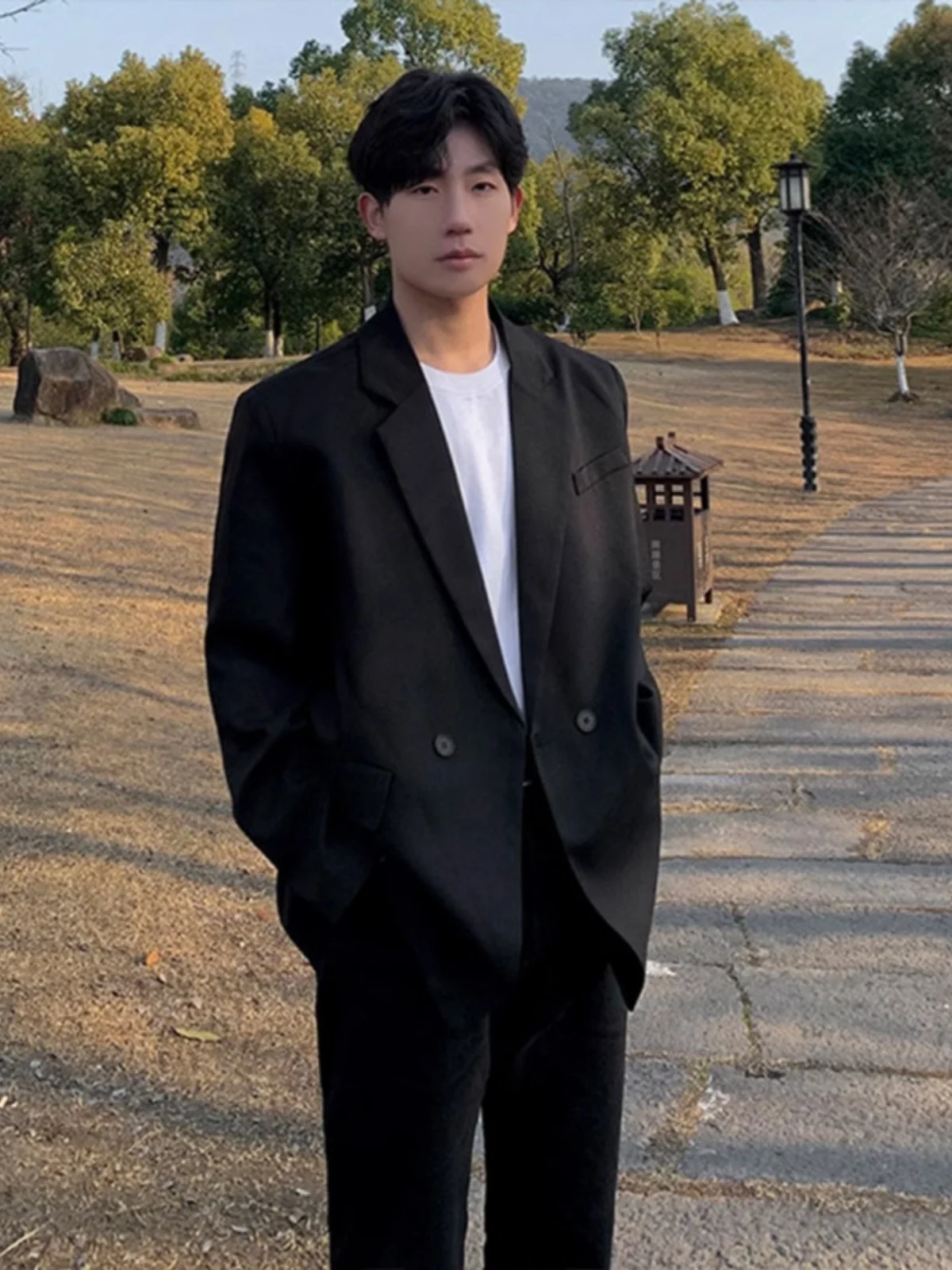 

Pure Bla Pad oulder Men's Suit Jaet Casual Neapolitan Sle Spring Autumn Faion Brand Cool Haome High End Casual F...