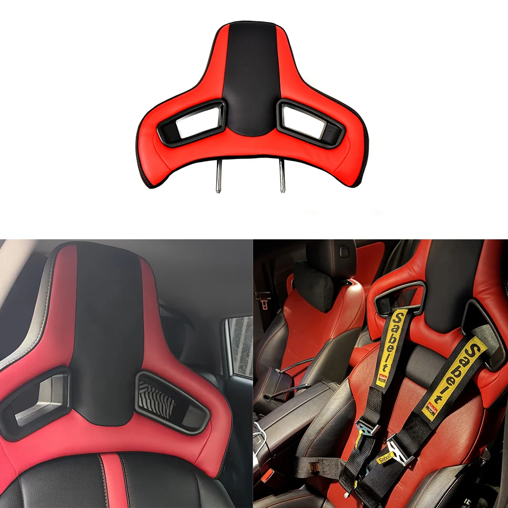 

TIYPEOR 1 PCS High Quality Auto Headrest Red And black Leather Modified Racing Seat for Premium Car Headrest