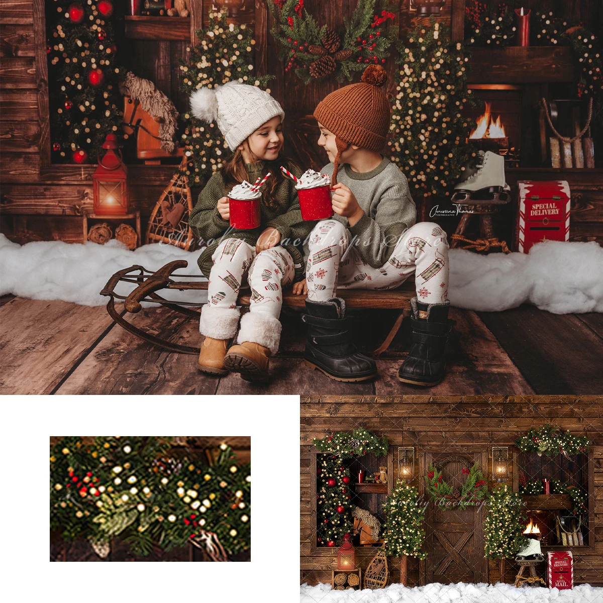 

Рождественские каникулы, фон для коттеджа, реквизит для фотосъемки для детей и взрослых, детские декорации для студийной фото, рождественская елка, венок, фоны