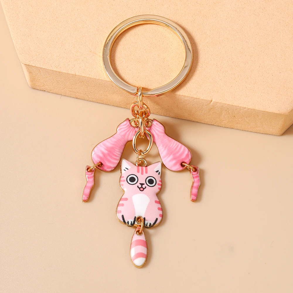 Aihua Niedlicher Emaille-Cartoon-Welpen-Katzen-Schlüsselanhänger für Frauen und Mädchen, Schlüsselringe, Handtaschenanhänger, Geburtstagsgeschenk, Schmuck. – Detail 5