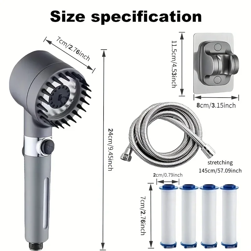New Ion Drop Shower Head with Handheld Filter Shower Turbocharger with Multiple Spray Modes Built-in Filter on/off Switch
