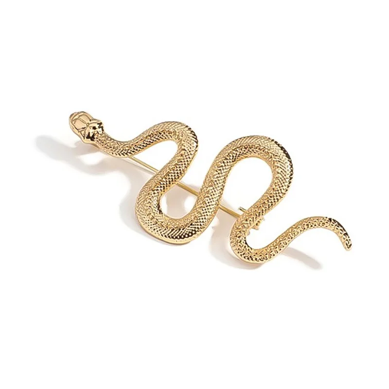 Exaggerated snake brooch male retro personality fashion geometric python badge jacket pin decoration female