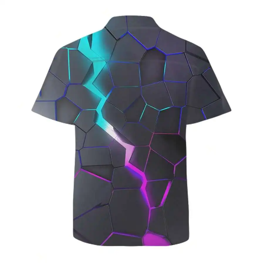 Mens Casual Short Sleeve Turn Down Collar Shirt
