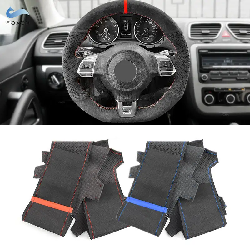 Für VW Golf 6 (VI) GTI MK6 2009–2014 Polo Scirocco Passat CC Tiguan R-Line 2010–2016 Auto-Lenkrad-Wildlederbezug
