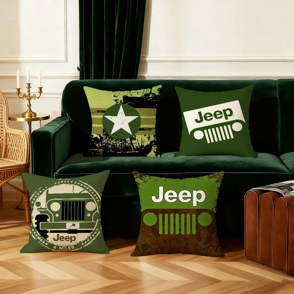 Car Brand LOGO J-Jeep-P Cushion Cover Bedroom Sofa Decorative Home Car Portable Cushion Cover With Zipper Soft Pillowcase