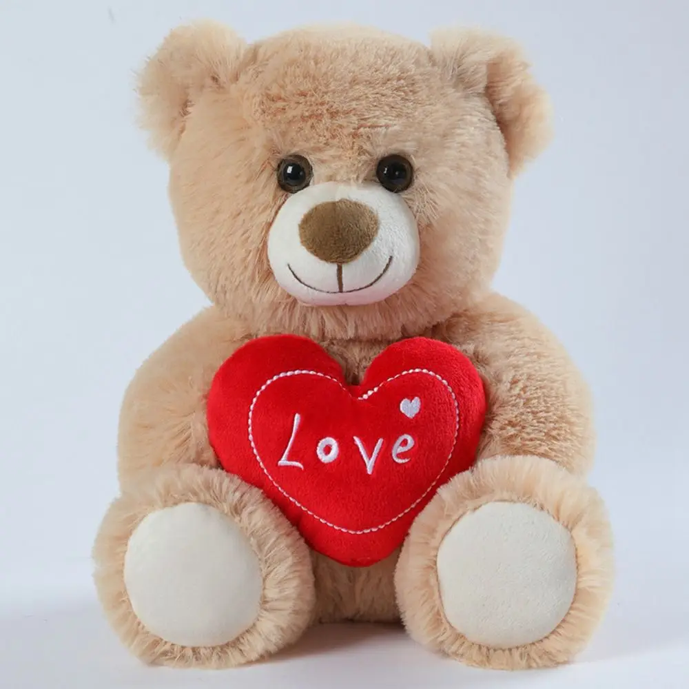 Heart Bear Dog Bear Stuffed Toy Soft Cute Stuffed Animal Plush Bear Doll Love Letter Romantic Valentine's Day Gift Home Decor