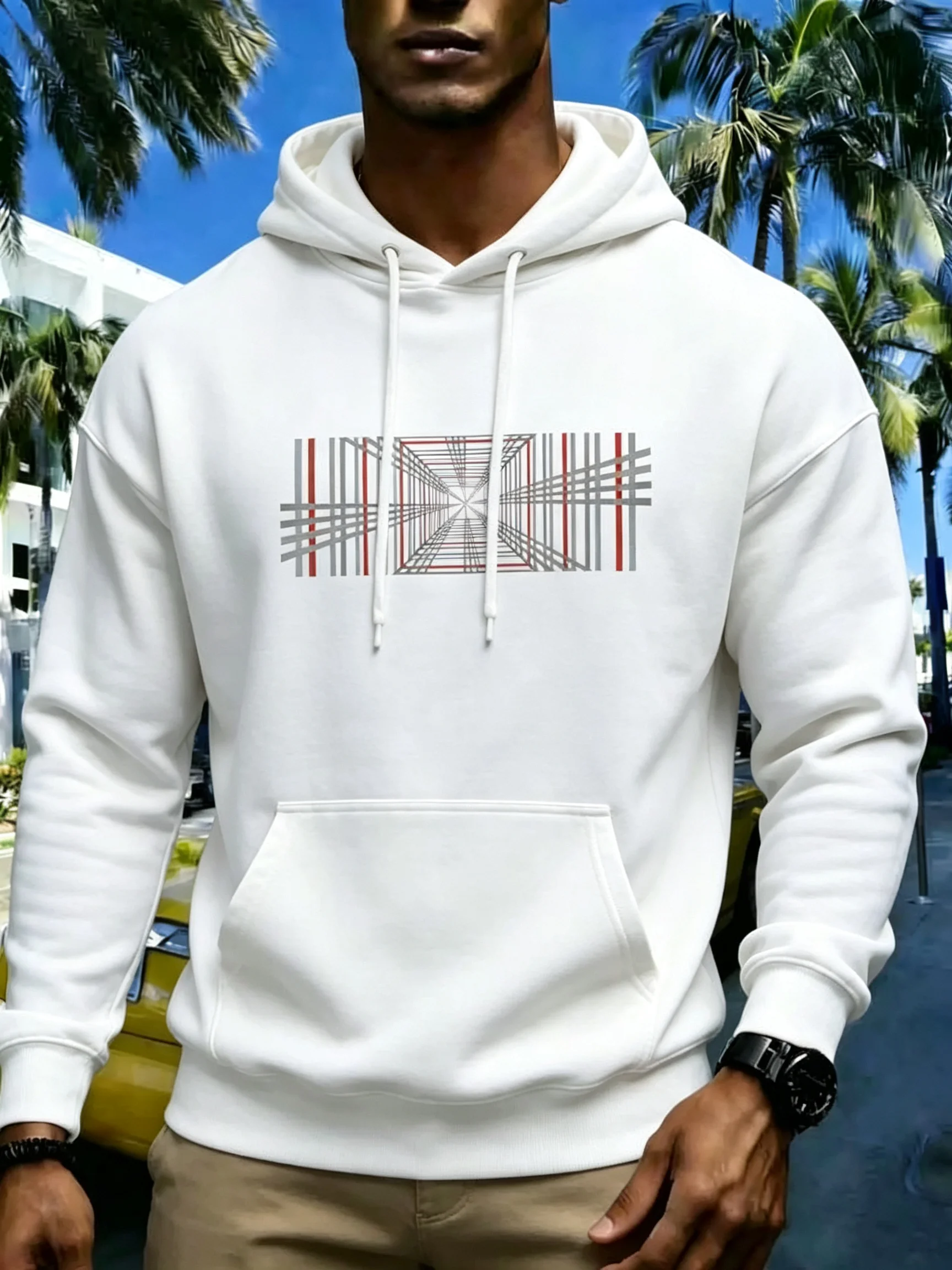 2026 Men's patterned plaid printed men's and women's long-sleeved retro casual hooded sweater with logo design hoodie sweatshirt