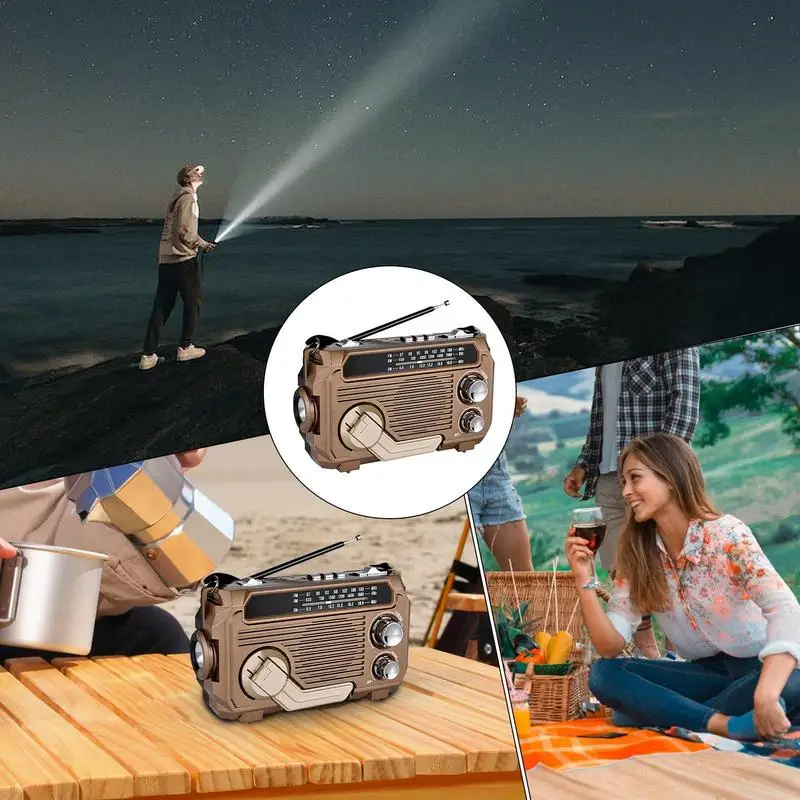 Handslingerradio 1000mAh weerradio op zonne-energie met zaklamp Lichtgewicht draadloze luidsprekers Buitenuitrusting voor kamperen