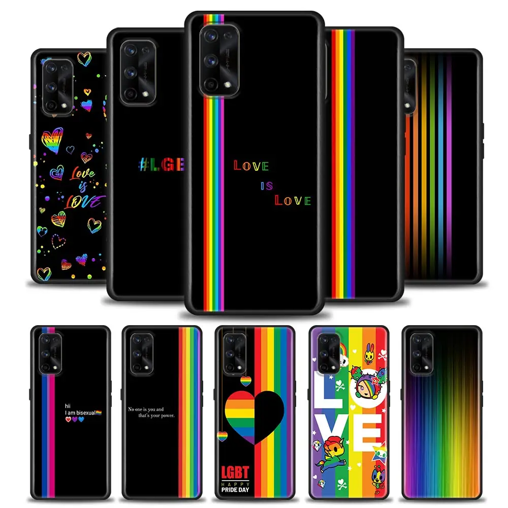 

Silicone Case For Realme GT 5G Master Neo2 GT2 7i 8i 9i 5 6 7 8 9 Pro Coque Soft Fundas Cover Gay Lesbian LGBT Rainbow Love