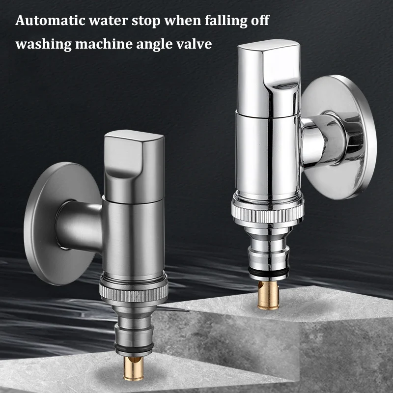 Automatic Water Stop Valve All-Copper Washing Machine Faucet Clip-On Faucet Joint Drum Automatic 4/6 Points universal