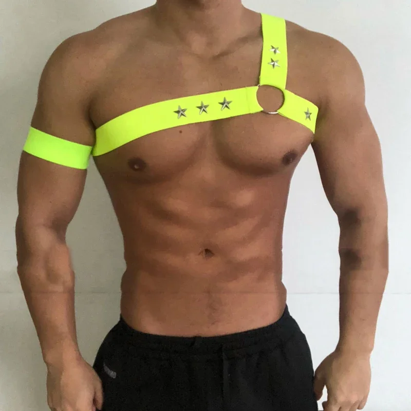 蛍光色弾性包帯セクシーな中空胸ストラップナイトクラブ Dj ゴーゴー衣装バーニングマンポールステージアクセサリー XS4260