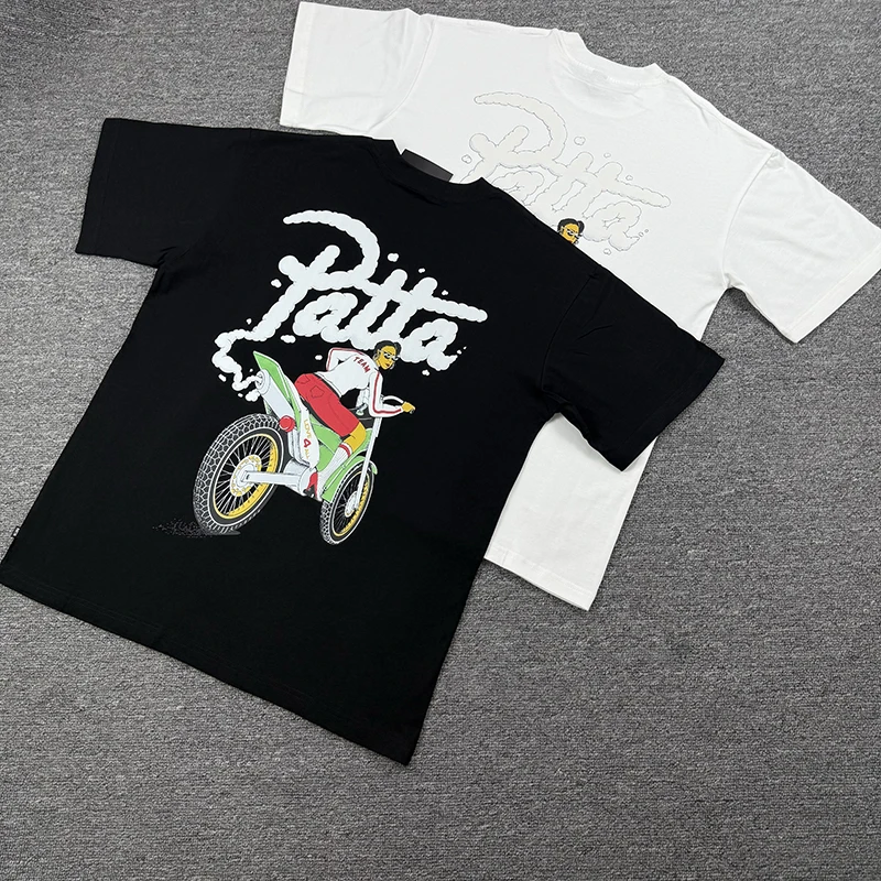Street Patta Letter Print T-shirts Amercian Trend Casual Male Female t shirt 100% Cotton print Short Sleeve