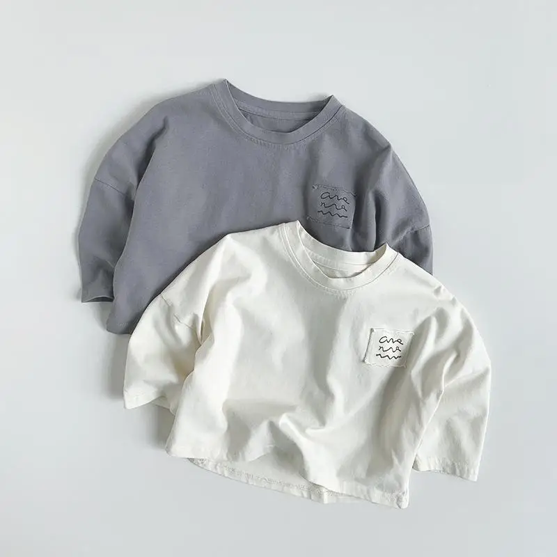 2025 Autumn New Children Long Sleeve Cotton T Shirts Baby Girls Versatile Bottoming Shirt Boys Casual Loose Tops Kids Clothes