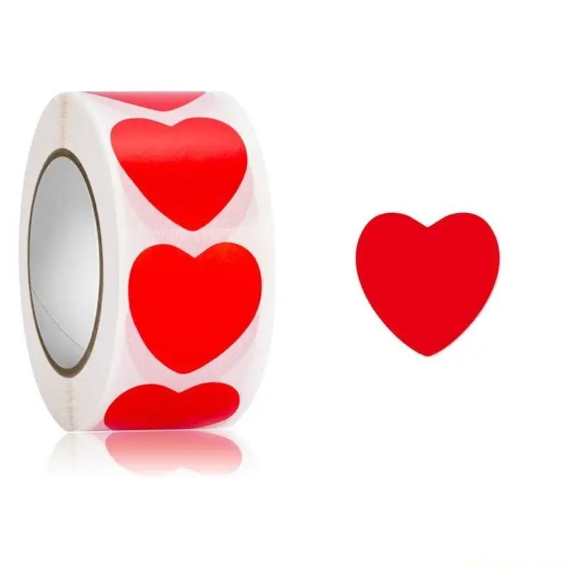 QX2E 500pcs Love Heart Valentine's Day Stickers Birthday Party Seal Labels DIY Gift