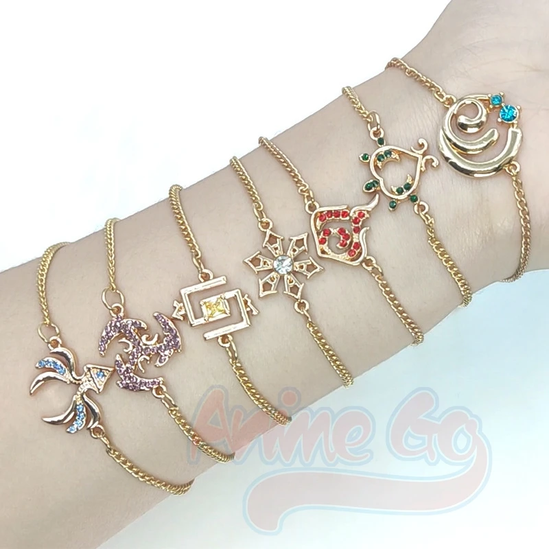 Game Genshin Impact Bracelet Eye of God Ice Lightning Wind Grass Seven Element Symbol Hand Chain 23cm C07312