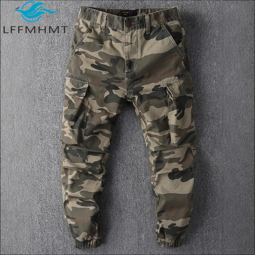 Winter Fall Fashion Men Classic Camouflage Print Cargo Pants High Quality Cotton Loose Casual Trousers Vintage Durable Workwear