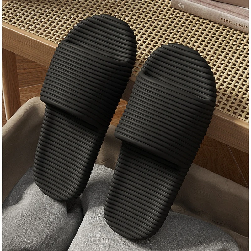 Women Men EVA Platform Slippers Minimalist Soft Cushion Slides stripe Anti Slip Home Bathroom Outdoor Summer cloud beach Shoes