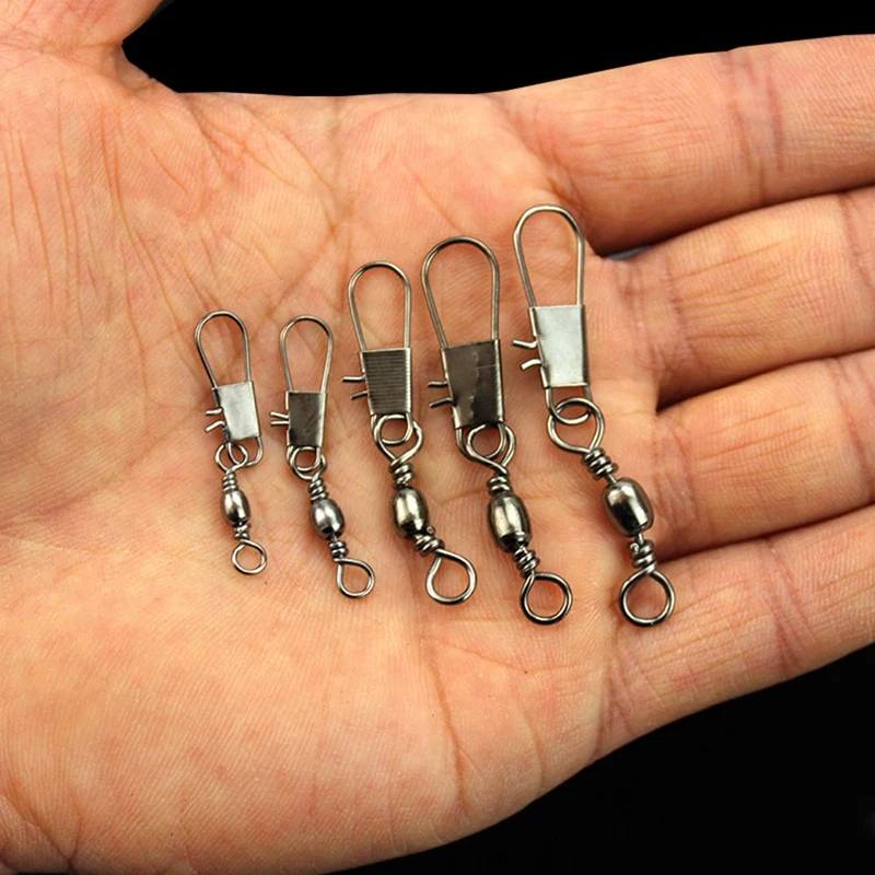 100Pcs/Box 5 Size Swivel Fishing Connector Snap Pin Rolling Fishing Lure Tackle Fishing Gear Fishing Accessories