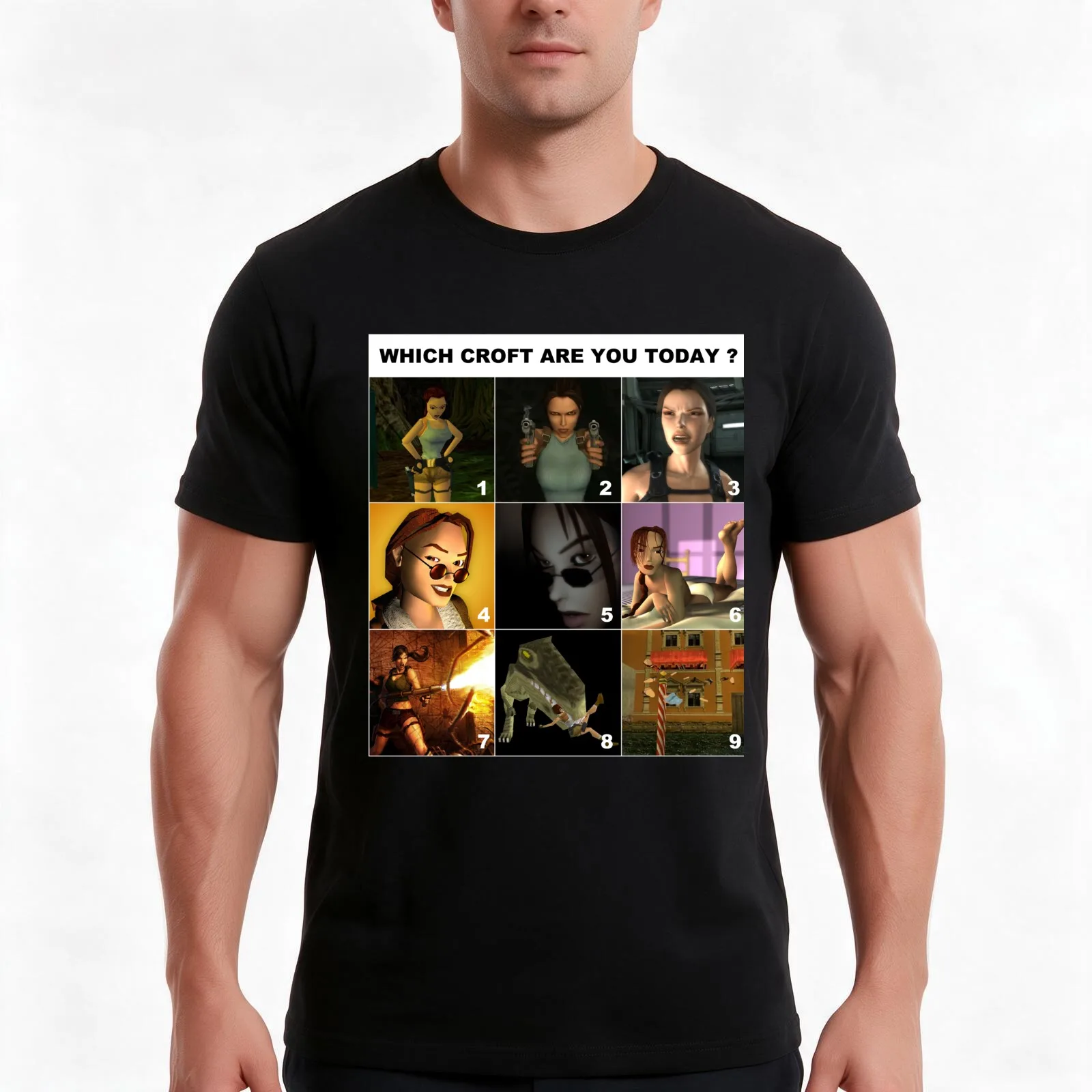 Which Croft are you today? T-Shirt, Summer Casual Cotton Tee, Oversized Streetwear Tops, Vintage Graphic Print, Unisex Men Women