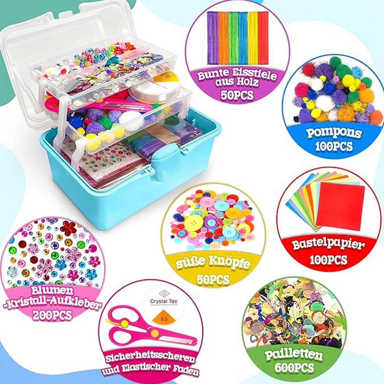 Suprimentos de artes e ofícios para crianças, materiais e materiais para crianças, coordenação mão-olho, atividades artesanais para