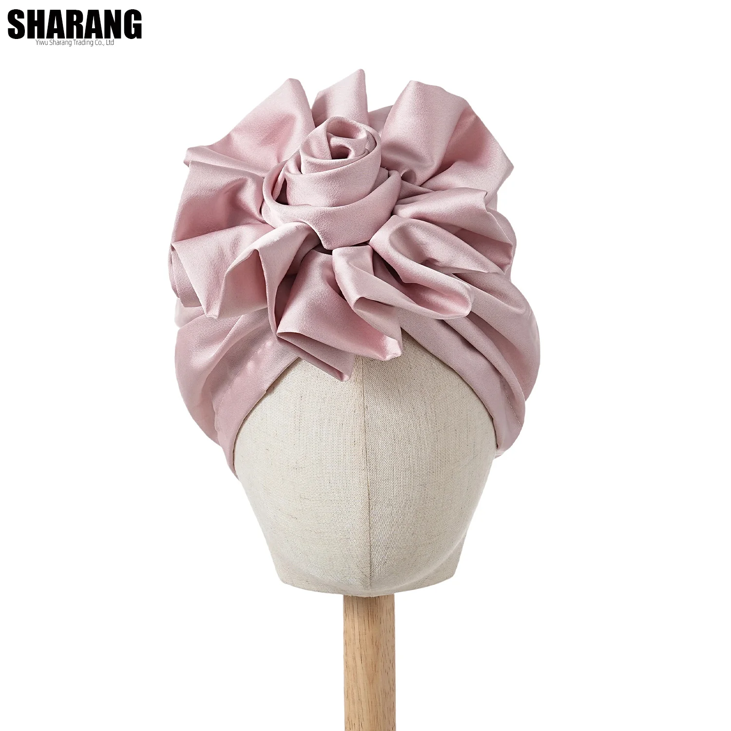 1 Stück Damen-Turban mit großer Blume, weicher Kopfwickel, Beanie-Mütze für Damen, Kopfbedeckung, Stirnband – Detail 8
